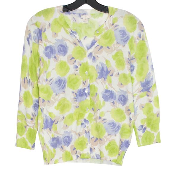 J Crew Cardigan Sweater Clare Cottage Boho Feminine Spring Floral Button Medium - Picture 1 of 6